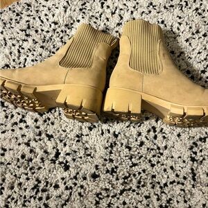 Platform Ankle Boots Elastic Chunky Block Heel Chelsea Booties Lug Sole Non-Slip